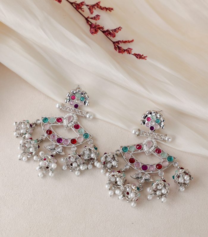 Navratan Fan Jhumkis