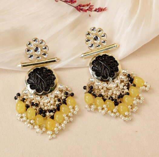 Shahi Citrine & Black Chandbalis