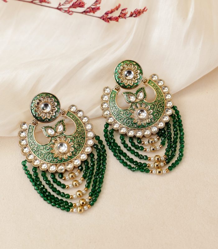 Sabz Meenakari Chandbali