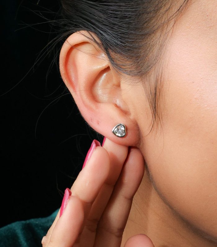 Aura Bezel Heart Studs