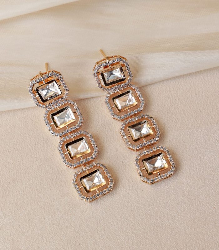 Sadaf Square Polki Drops