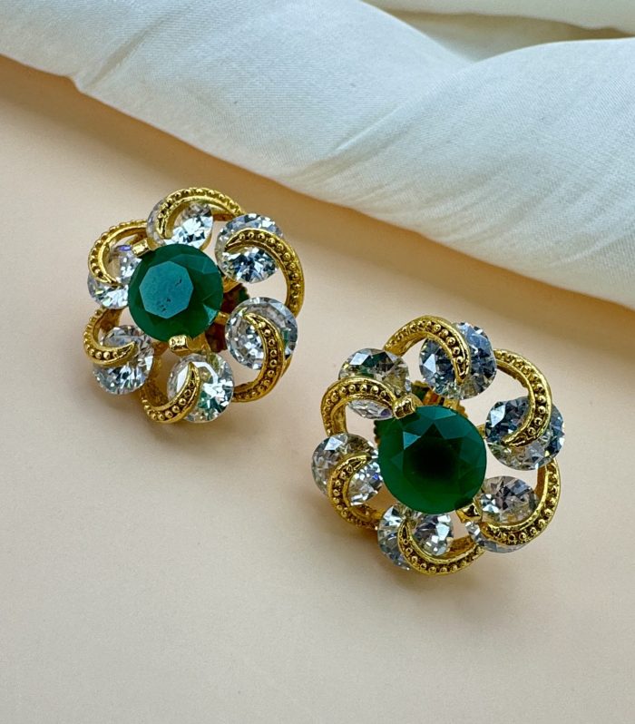 Emerald Floret Studs