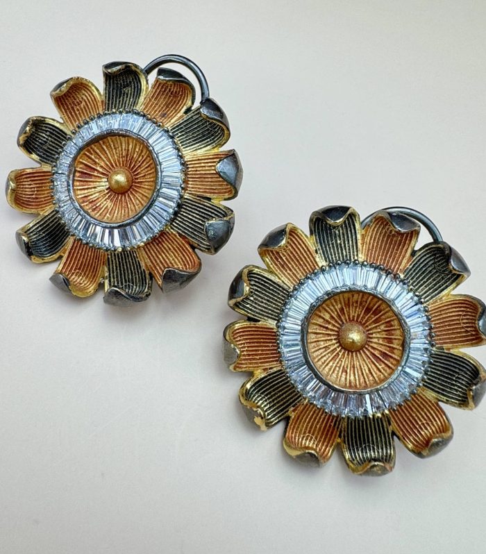 Vintage-inspired Sunflower studs