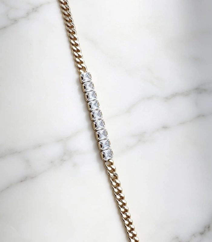 Emerald-Cut Crystal Curb Link Bracelet