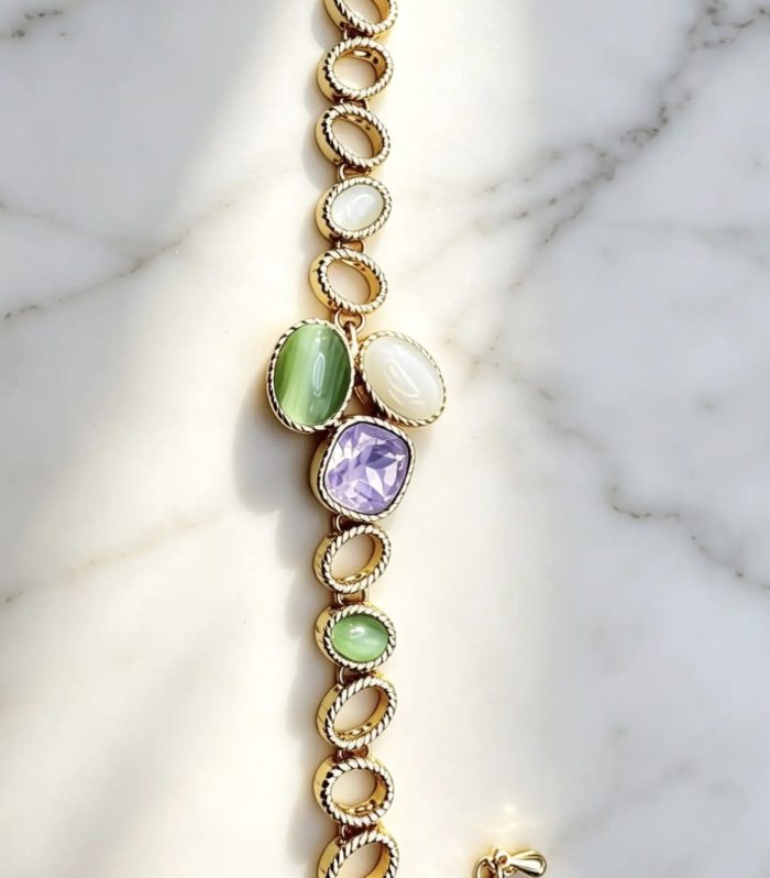 Prism & Pebble Link Chain Bracelet