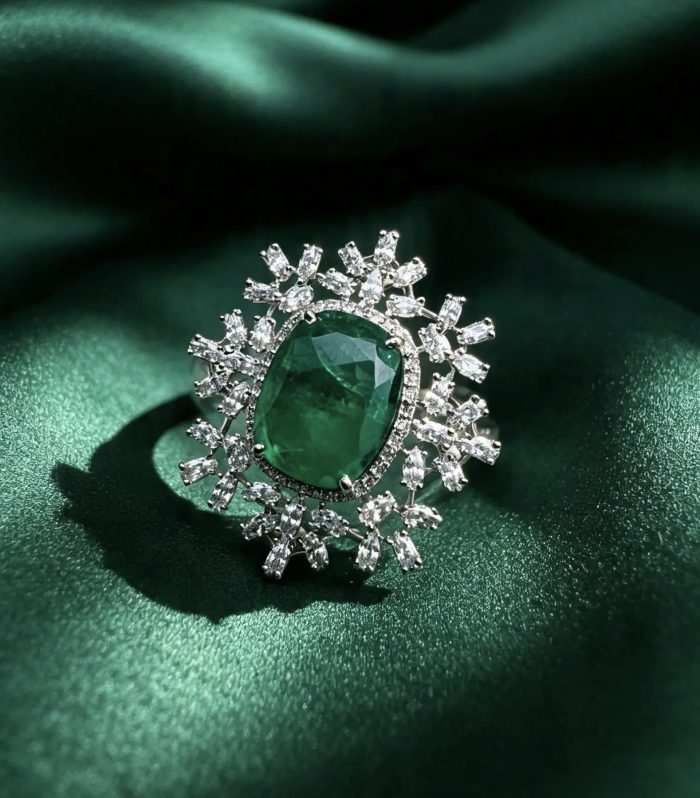 The Grandeur Emerald & Diamond-Cut Statement Ring