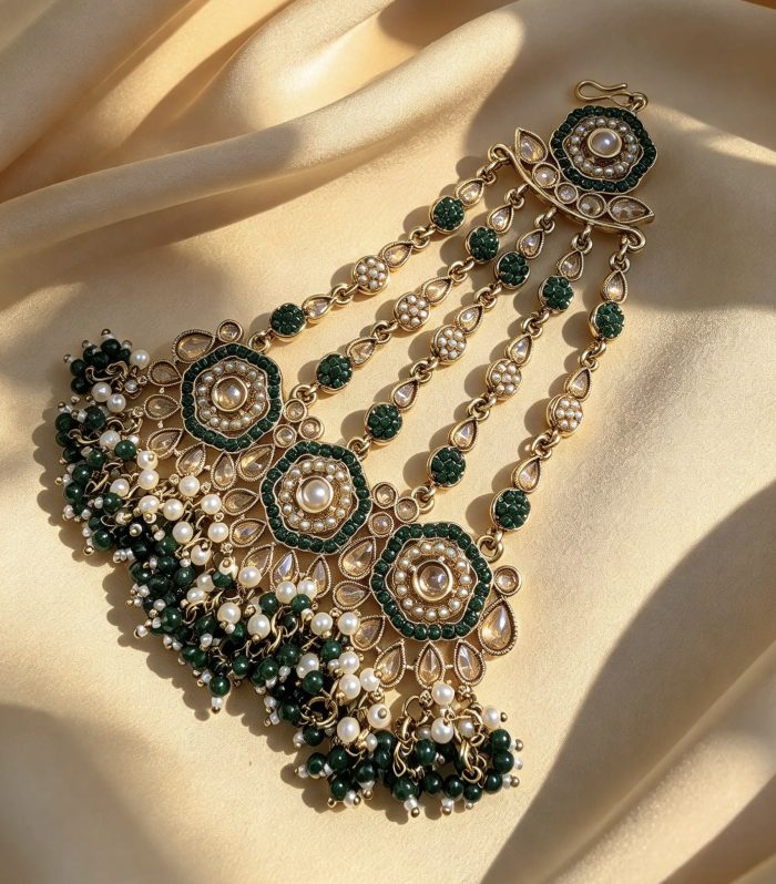 Antique Finish Pearl & Crystal Paasa